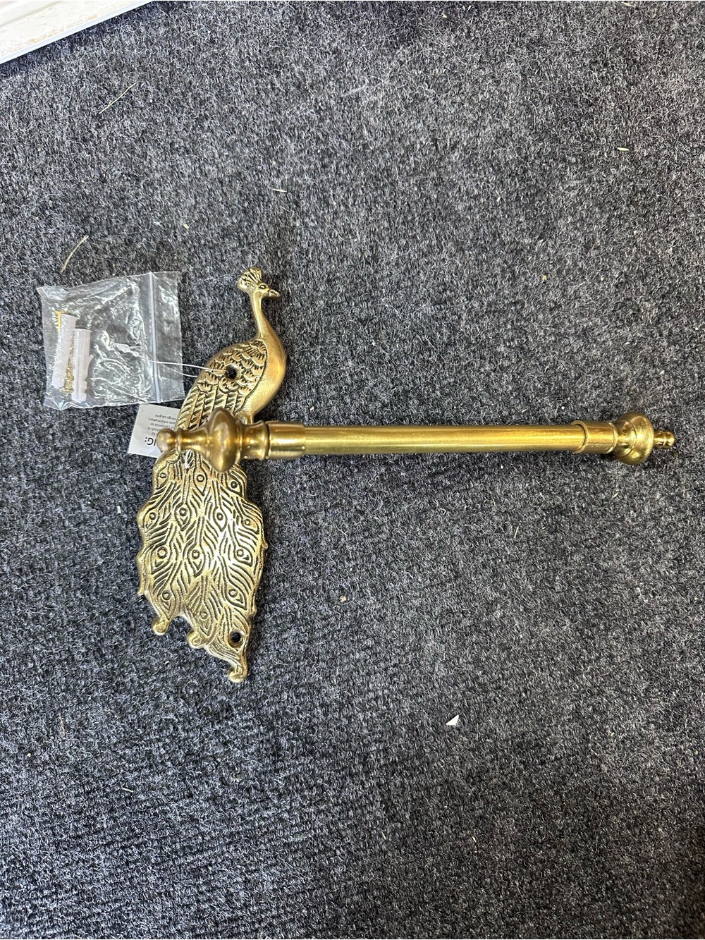 Anthropologie Antiqued Brass Peacock Toilet Paper Holder - Decorative Wall Mount - Picture 2 of 7